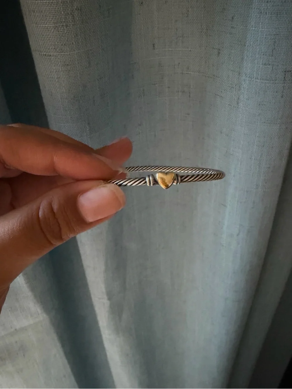 David Yurman Cable Bracelet with Gold Heart Accent
